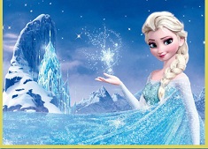 Puzzle cu Elsa si Castelul de Gheata